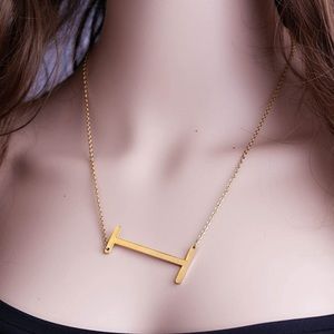 Sideways Large Initial Necklace 18k Gold Necklace